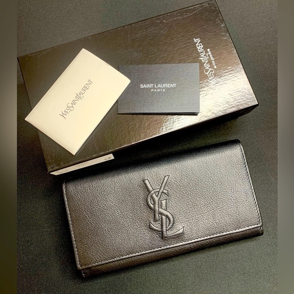 Yves Saint Lau Black Grain Wallet - Picture 1 of 5